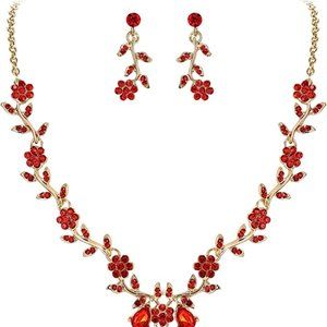 Women's Wedding Jewelry Leaf Cluster Flower Crystal Dangle Earrings Pendant